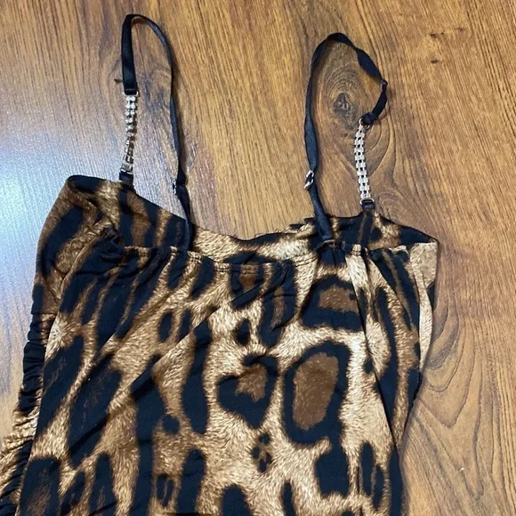 🌷 Sabora 🌷 Leopard Print Rhinestone Strap Dress - Picture 8 of 10
